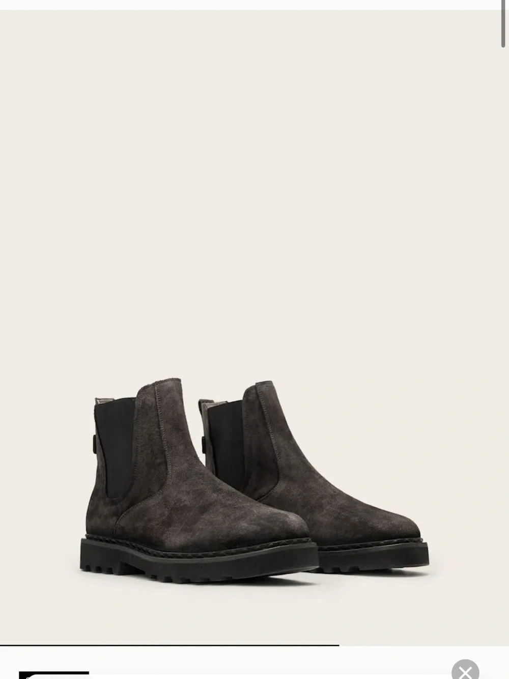 AllSaints Men's Dark Gray Suede Chelsea Boots